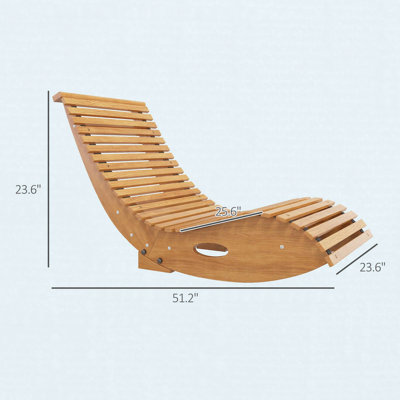 Chaise berçante d'extérieur en bois, chaise berçante de patio moderne avec design à lattes pour porche et jardin