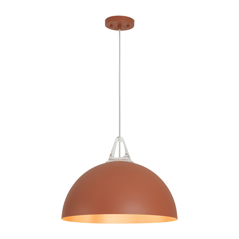 1-Light Simple Design Colorful Dome Pendant Light with Adjustable Height, Red