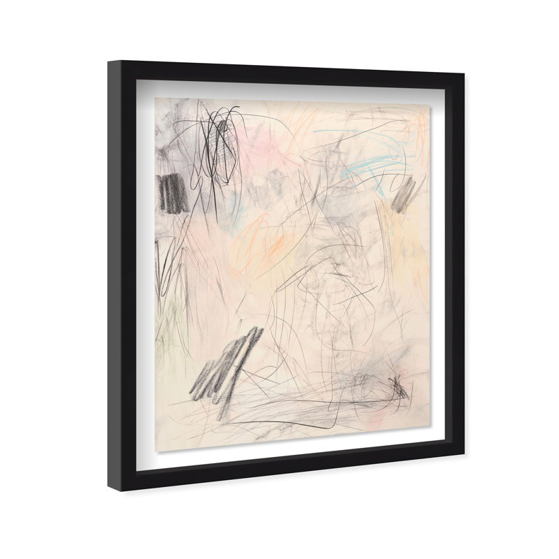 Oliver Gal Layered Scribbles II Abstract - Luxury Shadowbox Framed Wall Art, 31.5" H x 25.5" W, Black