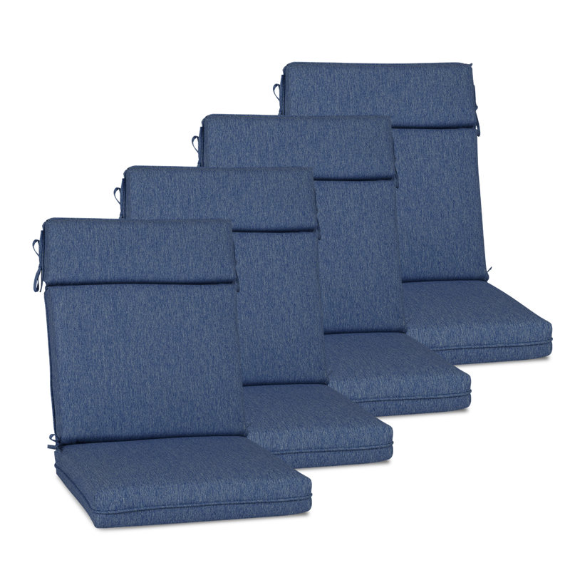 Outdoor High Back Chair Cushion Set of 4, Navy Blue, 21" W x 20" D