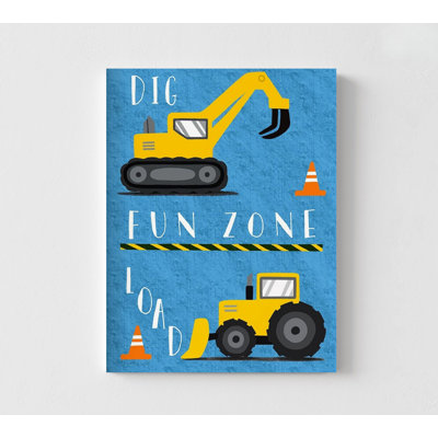 Reproduction d'affiche Fun Zone, affiche encadrée pour enfant, impression de véhicule de construction, impression d'affiche de camions de construction, art de camion à benne basculante, art mural de salle de jeux