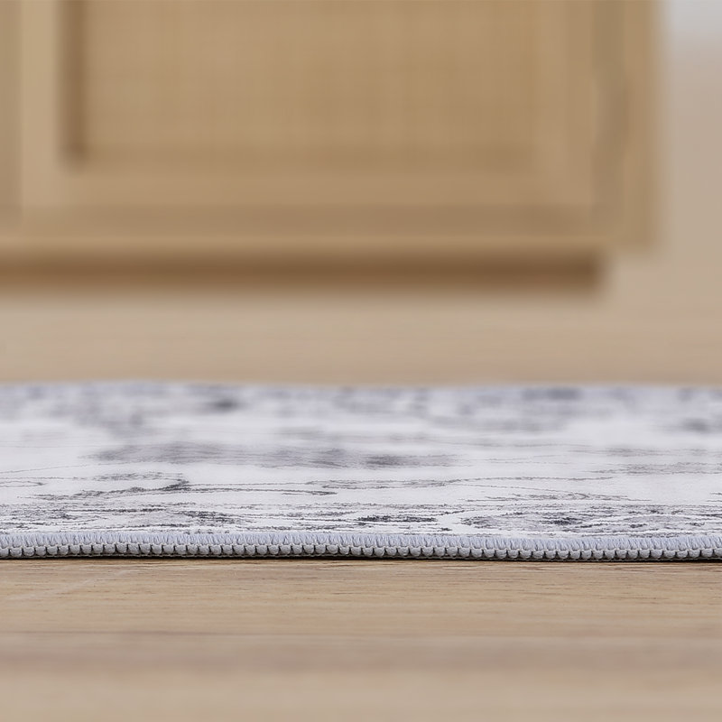 Tapis lavable à la machine Arabella, Tapis de couloir 2 pi x 8 pi, Ivory/Grey