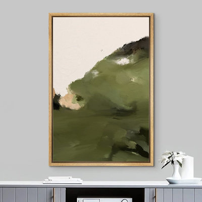 Minimal Landscape " Pastel Watercolor Green Mountain Range " Painting Print