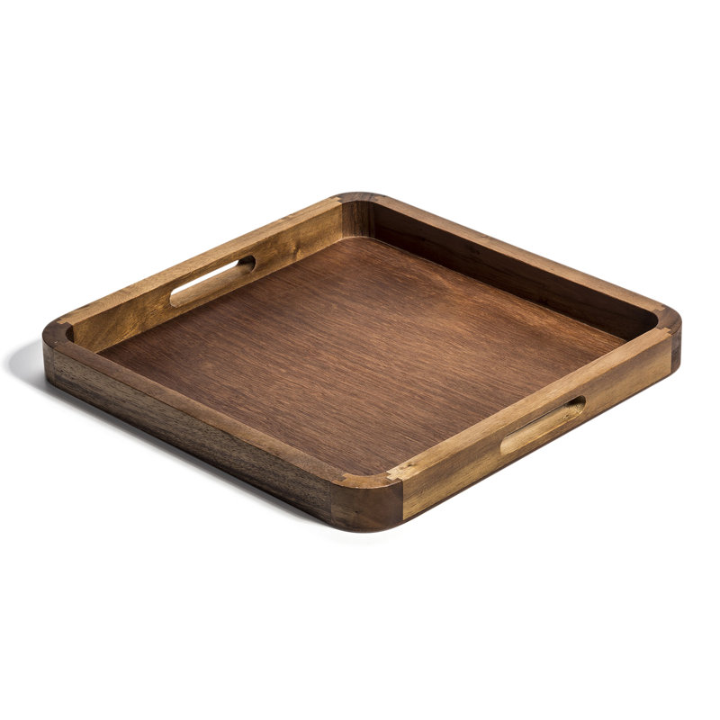 Plateau de service carré en bois d'acacia