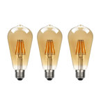 ST64 Dimmable LED E27 Screw Bulb 8W 3 Pack