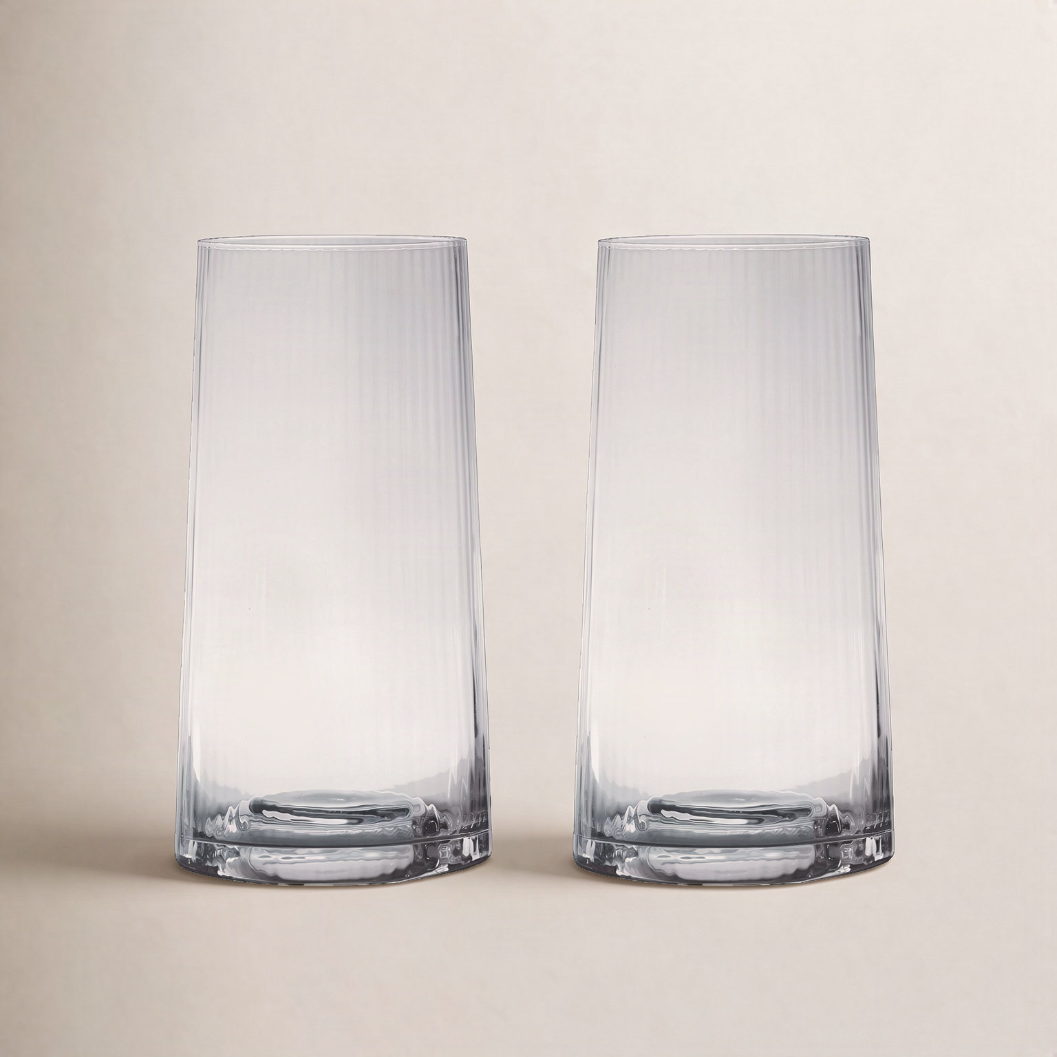 Zoya Ribbed Highball Glass, Clear
