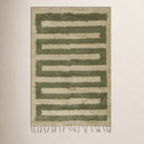 Geometric Handmade Wool Green/Tan Area Rug