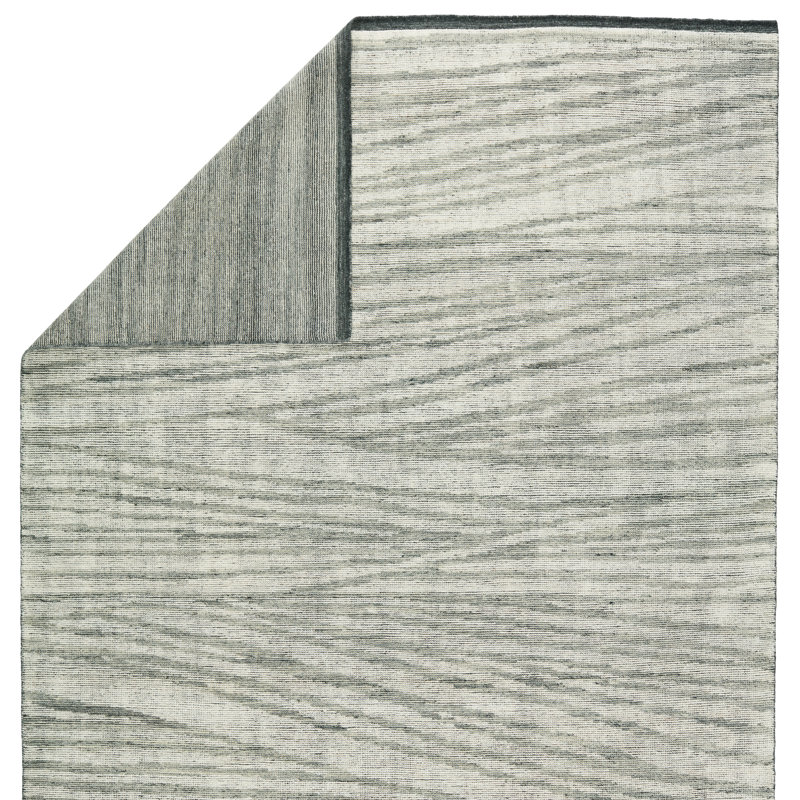 Rize Abstract Hand Knotted Wool Ivory/Gray/Green Area Rug, Rectangle 6' x 9'