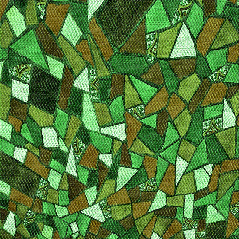 Tapis géométrique vert / brun, Tapis de couloir 2 pi x 5 pi