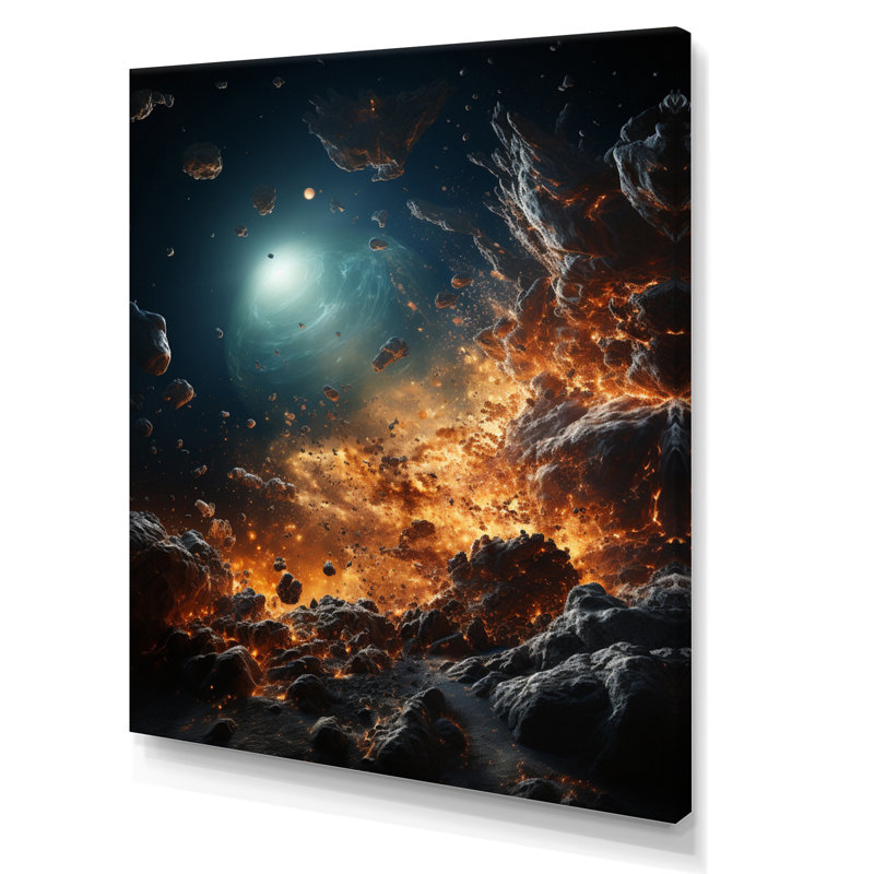 Asteroids planète orange II - impression sur toile Asteroids, H 32 po x l 24 po x P 1 po, Toile tendue