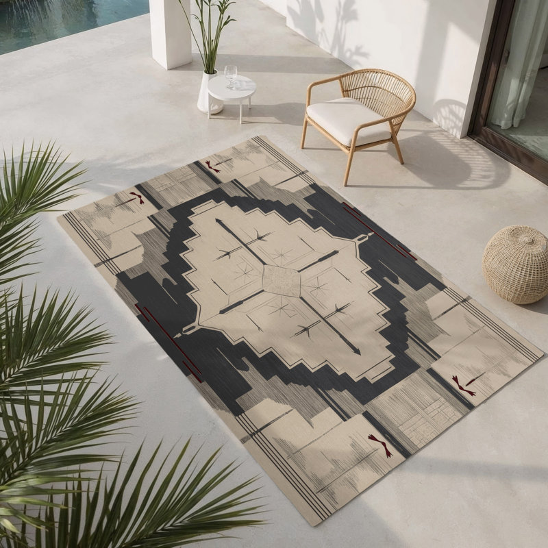 Medallion Mirage Indoor And Outdoor Area Rug, Rectangle 3' x 5'