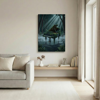 Ensemble de 1 tableau sur toile « Piano en forêt »