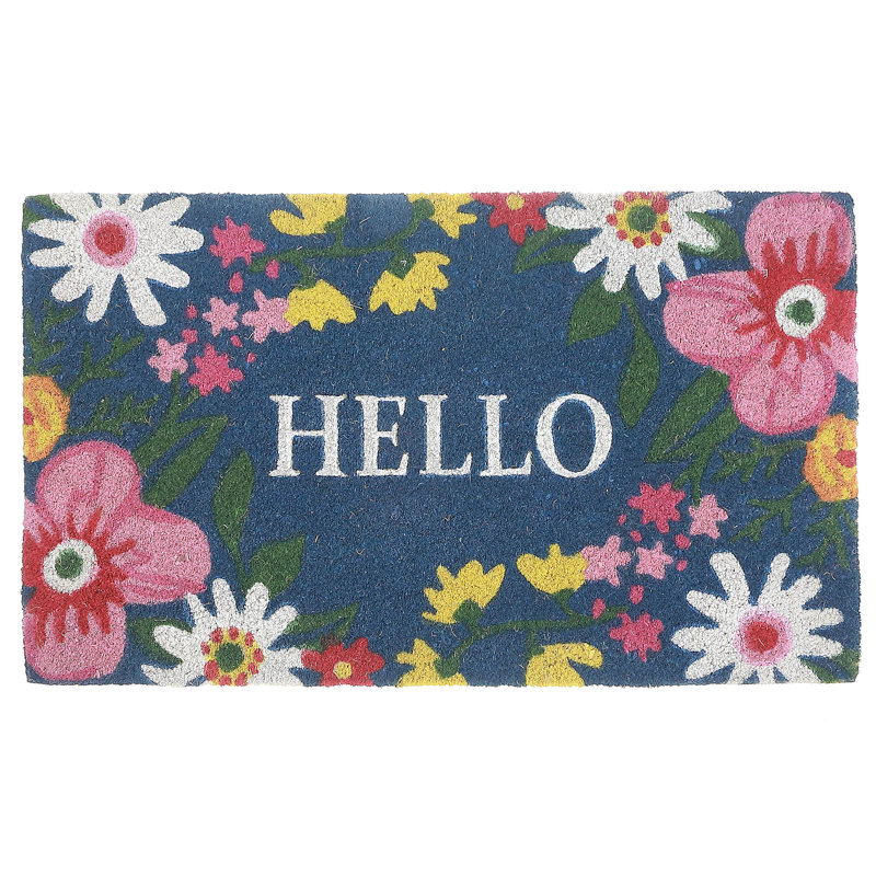 Tapis de porte Coir Floral Hello 16 X 48, L 18 po x L 30 po