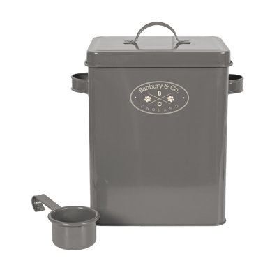 Grey Metal Treat Jar With Latch Lid