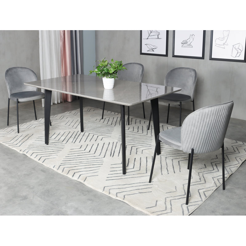 Elegant Gray Sintered Stone 4 Person Dining Set