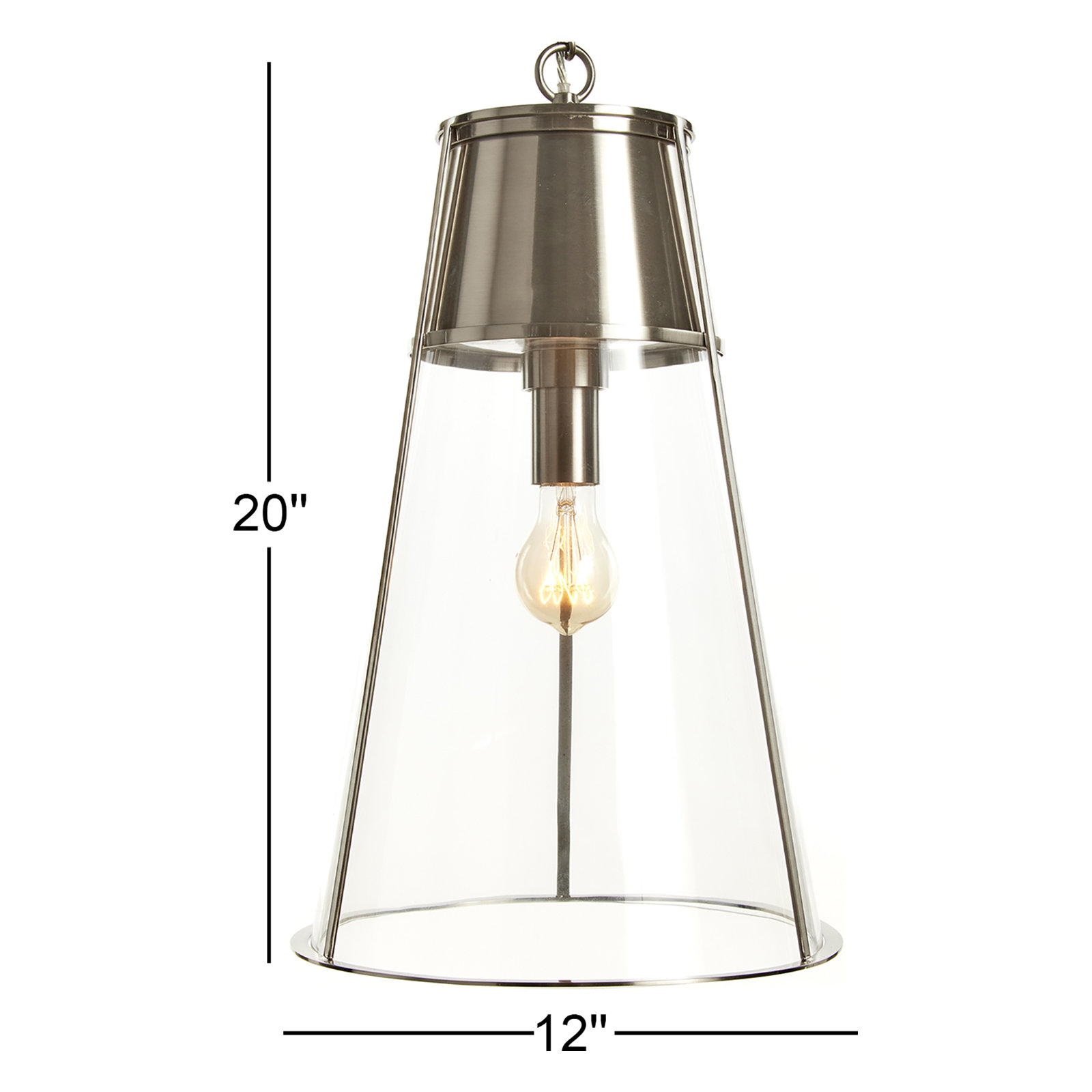 Dunecrest Single Light Glass Dimmable Pendant, Silver