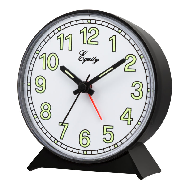 Analogue Quartz Movement / Crystal Tabletop Clock with Alarm in Black