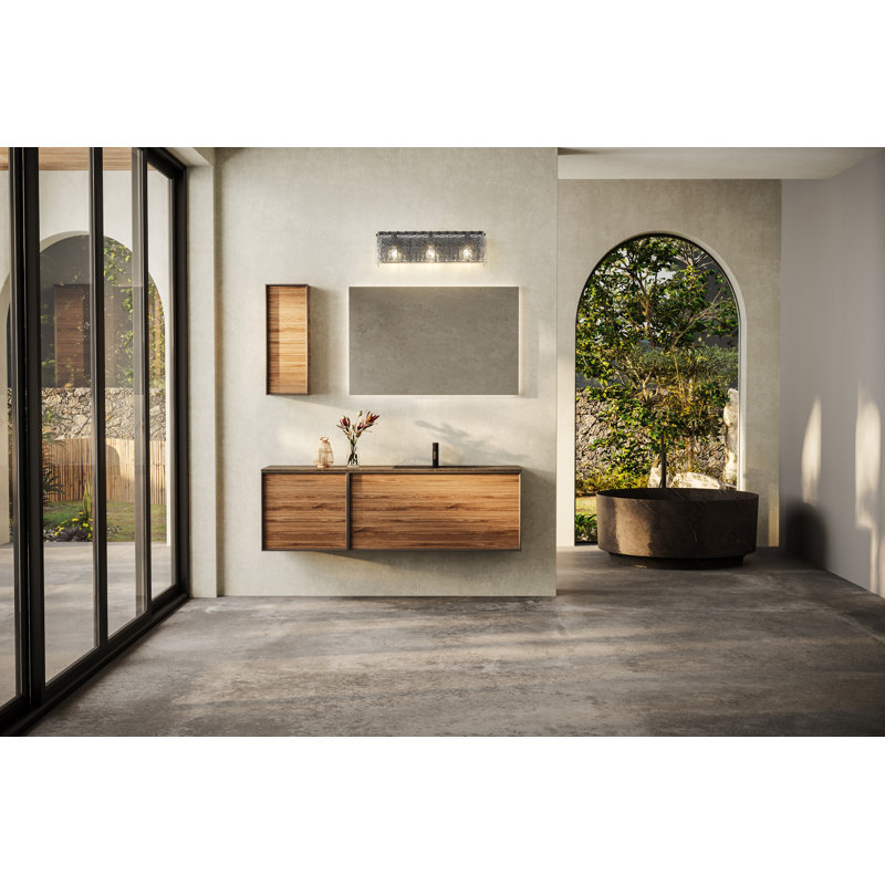 Meuble-lavabo 4 lumières Timeothy, Noir mat, Trois lumières