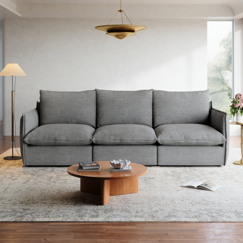 Upholstered Cloud Sofa, Modular Sectional Sofa, Modern Down Filled Comfort Sofa With Romvable Cover for Living Room, Deep Seat