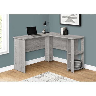 Bureau d'ordinateur, bureau personnel, coin, tablettes de rangement, L 48 po, forme en L, travail, ordinateur portable, stratifié gris, contemporain, moderne