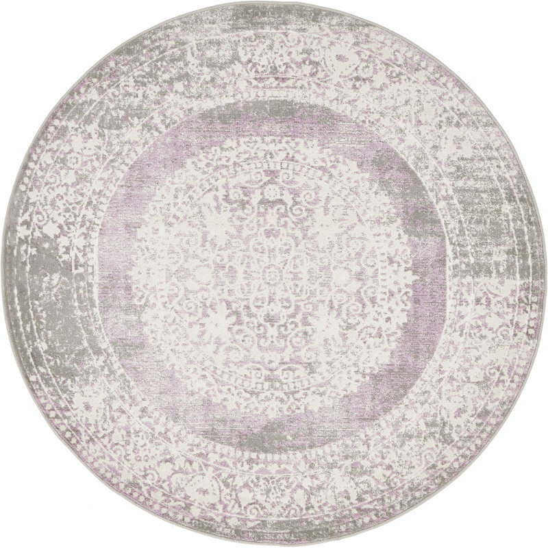 Tapis oriental Malynn, Rond 6 pi, Mauve / beige