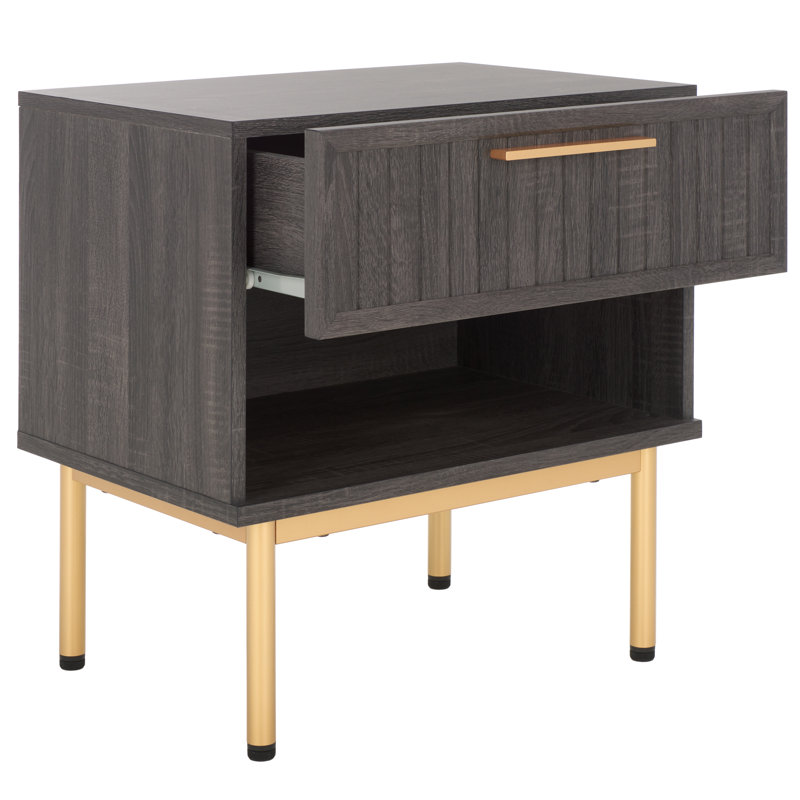 Casmira 21.7'' W Nightstand, Distressed Black/Gold