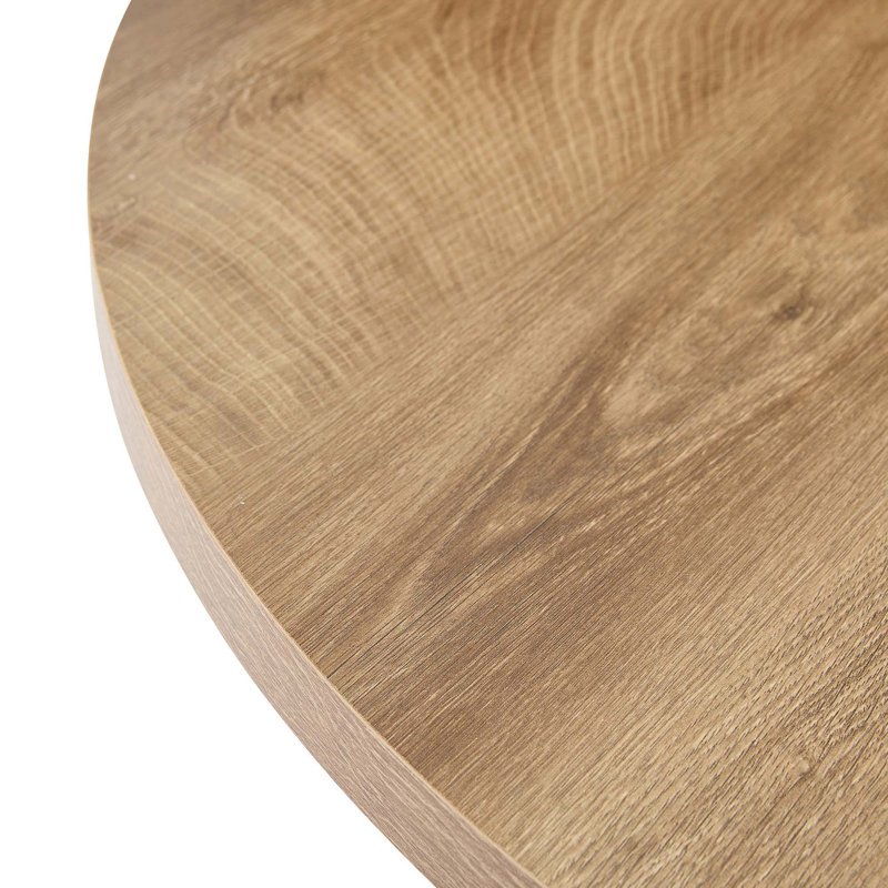 Table de salle à manger moderne industrielle circulaire pour 4 à 6 personnes avec base en sablier, Bois
