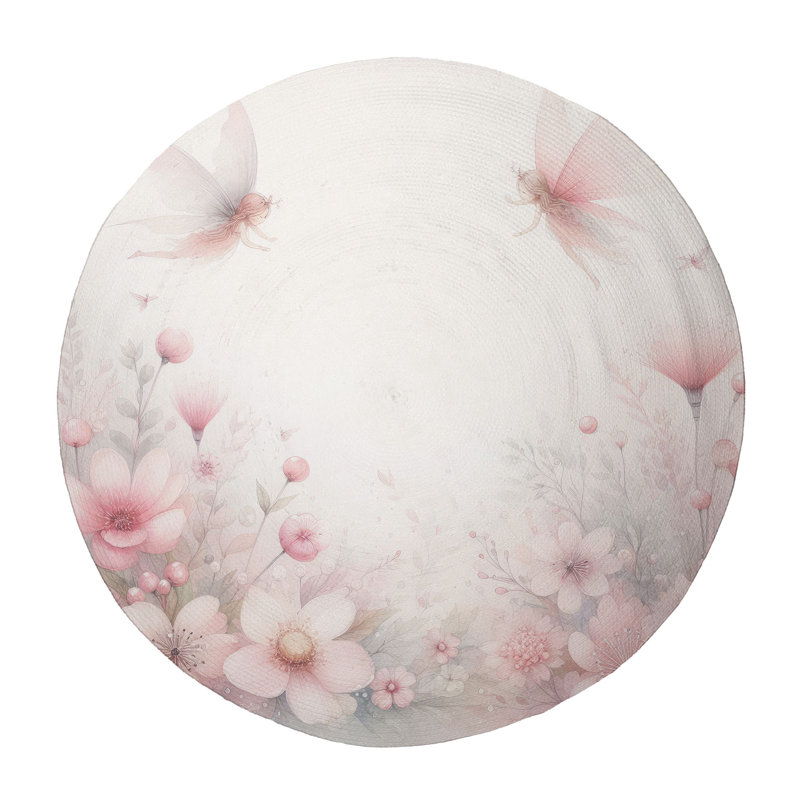 Tapis tressé Mystical Flowers, Rond 5 pi