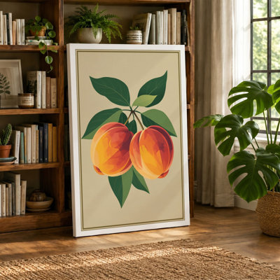 Peaches and Leaves Botanical - Wrapped Canvas