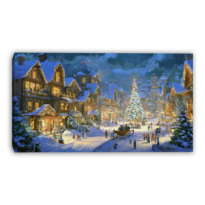 «Christmas Village», art mural sur toile carrée