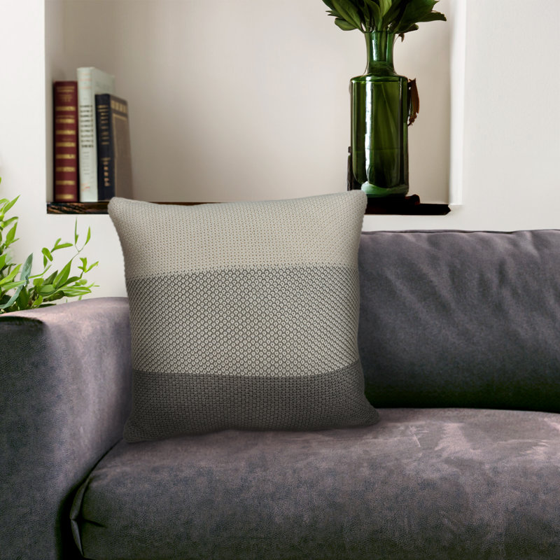 Tan and Gray Cotton Square Throw Pillow Set