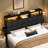 Damerius Upholstered Storage Headboard With Built-In Charging Station, LED Light Strip, Hidden Drawer And Shelf – Tufted Button Design-785386324-782890653