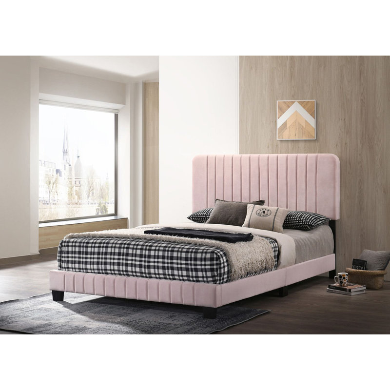 Lit sommier double Lodi, rose, Lit double, Rose