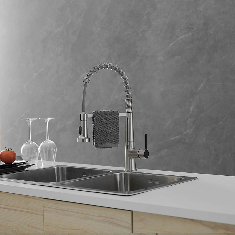 HOOSENG Pull Down Touchless Kitchen Faucet, Brushed Nickel