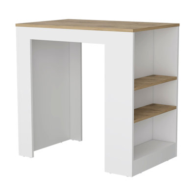 Versatile Macadamia Kitchen Island with Three-Sided Shelves and Ample Workspace by Dovecove