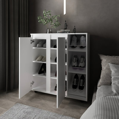 White 3 - Tier Shoe And Boot Storage Rack For Bedroom, Space Saving Versatile Modern Ample Shoes, Hats Boots