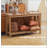 Console Table, Farmhouse Entryway Table with Storage Slatted Shelf, Rustic Sofa Table-116351529