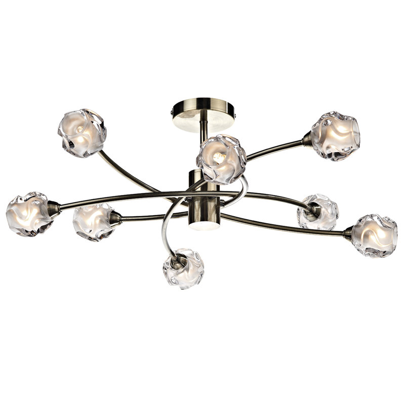 Mcdermott Glass Semi Flush Mount, Antique Brass