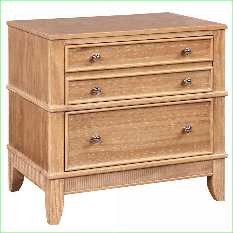 Hazel 3-Drawer Rustic Nightstand with Felt-Lined Storage for Bedroom