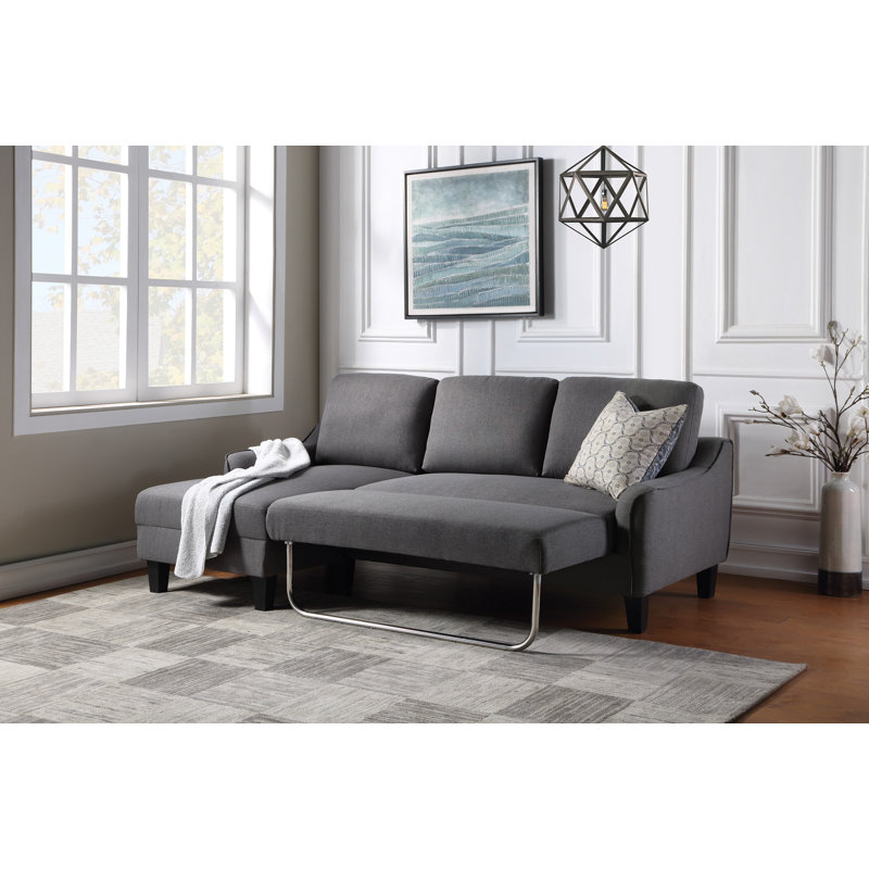 Canapé-lit à accoudoirs carrés 83,75 po Abilash, 100% polyester gris