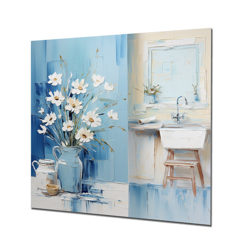 White And Blue Farmhouse Laundry Towels 2 - Laundry Metal Wall Art, 36" H x 36" W