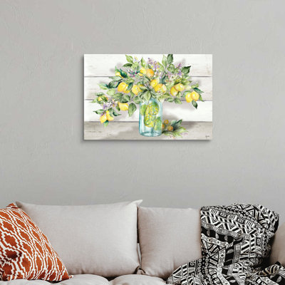 " Watercolor Lemons In Mason Jar Landscape " by Tre Sorelle Studios