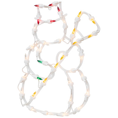 Décoration de fenêtre de Noël 15 po bonhomme de neige illuminé jaune