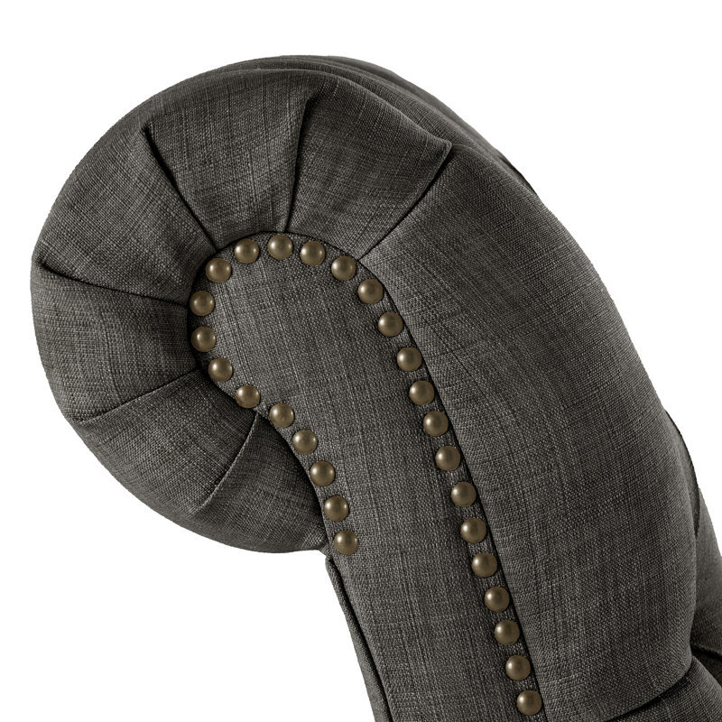 Chaise longue capitonnée sans accoudoirs Huskins, Lin gris foncé chiné