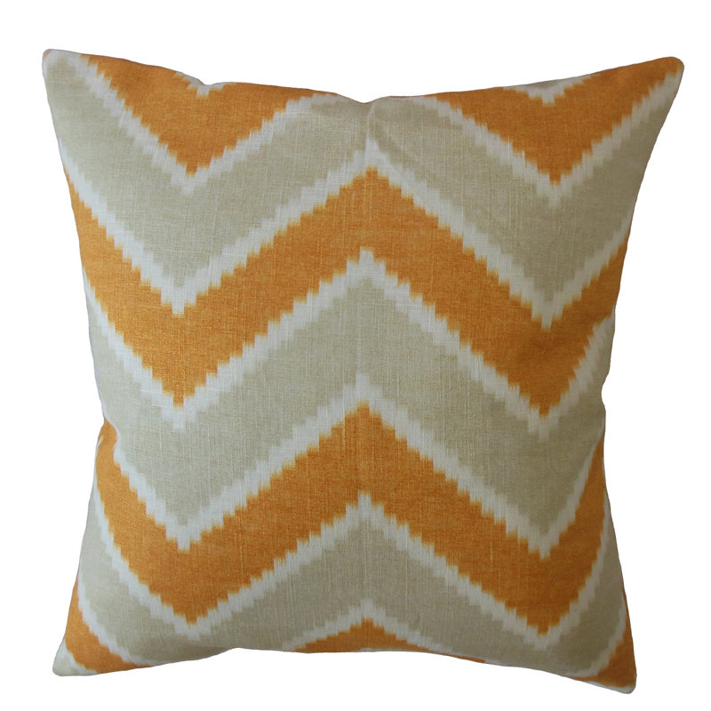Oreiller en lin Zenda Zigzag, 12 po x 18 po, Orange