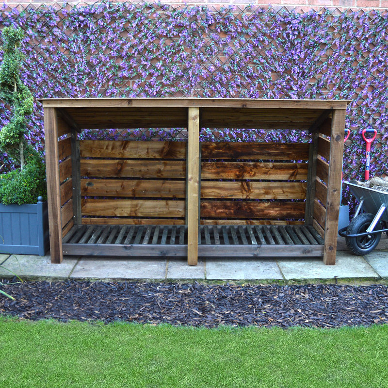 Troutville 230cm W x 74.5cm D Solid Wood Log Store, Rustic Brown