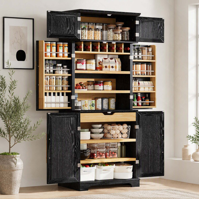 Armoire de rangement robuste et autoportante avec de nombreuses solutions de rangement personnalisables, Noir