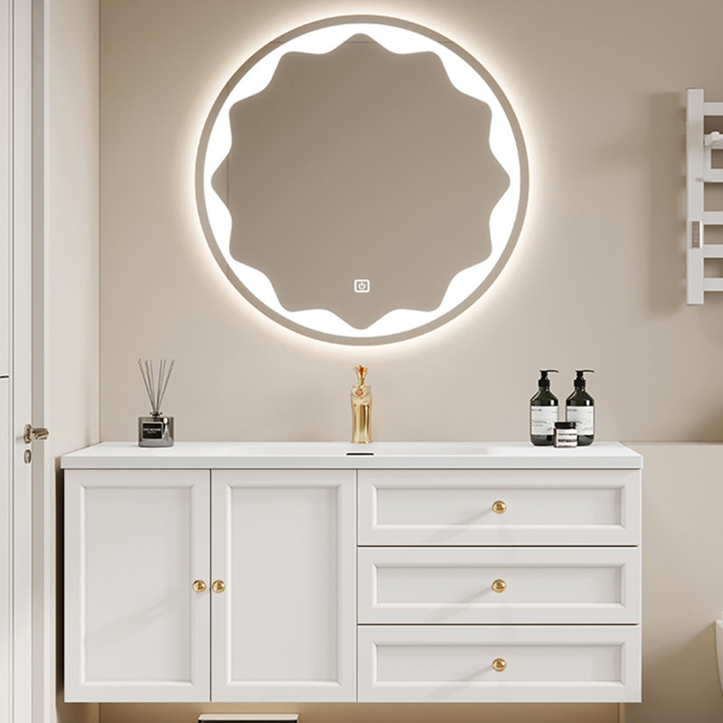 French style simple bathroom cabinet., 19.7" H x 51.2" W x 21.7" D, White