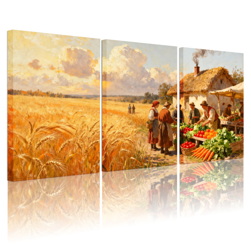 Ensemble de 3 reproductions d'art sur toile, "Scène et paysage urbain", H 30 po x l 60 po