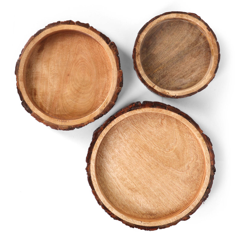 Ensemble de 3 bols en bois écorce Focus